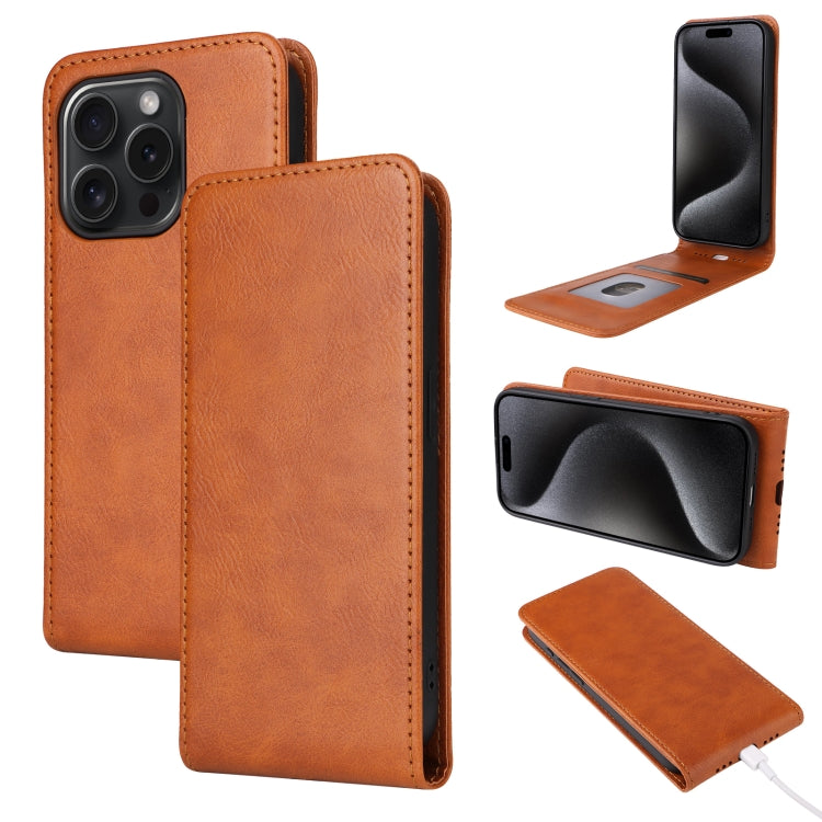 Magnetic Vertical Flip Leather Phone Case, For iPhone 17e / 16e, For iPhone 16 Pro Max, For iPhone 16 Pro, For iPhone 16 Plus, For iPhone 16, For iPhone 15 Pro