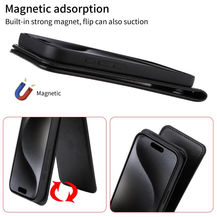 Magnetic Vertical Flip Leather Phone Case, For iPhone 17e / 16e, For iPhone 16 Pro Max, For iPhone 16 Pro, For iPhone 16 Plus, For iPhone 16, For iPhone 15 Pro