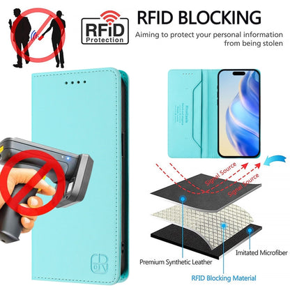 RC01 Dual-Folded Magnetic Suction RFID Leather Phone Case, For iPhone 17e / 16e, For iPhone 17 Pro Max, For iPhone 17 Pro