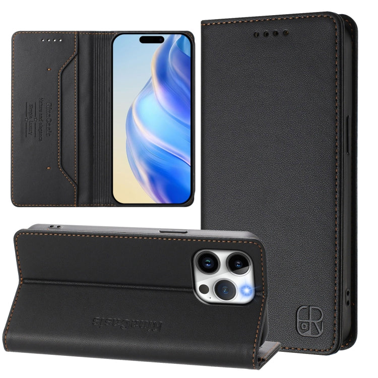 RC01 Dual-Folded Magnetic Suction RFID Leather Phone Case, For iPhone 14 Pro, For iPhone 14 Pro Max, For iPhone 7 / 8 / SE 2022