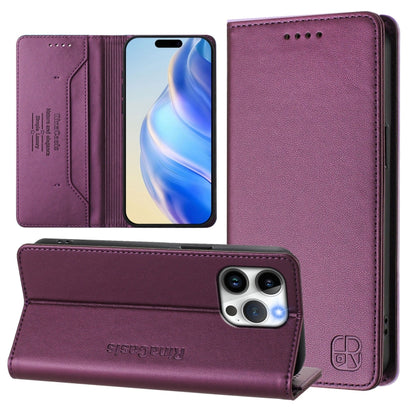 RC01 Dual-Folded Magnetic Suction RFID Leather Phone Case, For iPhone 14 Pro, For iPhone 14 Pro Max, For iPhone 7 / 8 / SE 2022