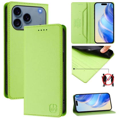 RC01 Dual-Folded Magnetic Suction RFID Leather Phone Case, For iPhone 17e / 16e, For iPhone 17 Pro Max, For iPhone 17 Pro