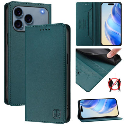 RC01 Dual-Folded Magnetic Suction RFID Leather Phone Case, For iPhone 18 Pro / 17 Pro, For iPhone 18 Pro Max / 17 Pro Max, For iPhone 17e / 16e