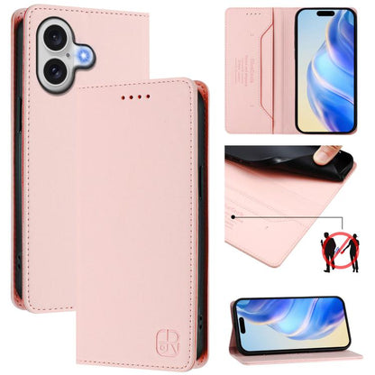 RC01 Dual-Folded Magnetic Suction RFID Leather Phone Case, For iPhone 17, For iPhone Air, For iPhone 16 Pro Max