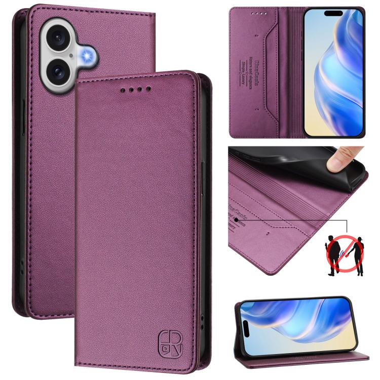 RC01 Dual-Folded Magnetic Suction RFID Leather Phone Case