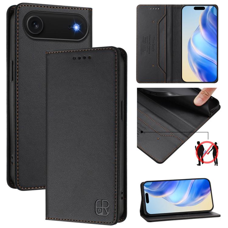 RC01 Dual-Folded Magnetic Suction RFID Leather Phone Case