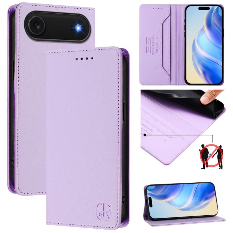RC01 Dual-Folded Magnetic Suction RFID Leather Phone Case