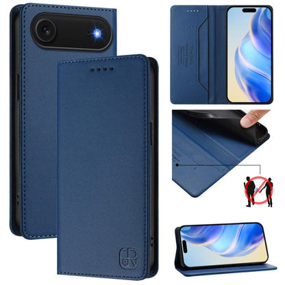 RC01 Dual-Folded Magnetic Suction RFID Leather Phone Case, For iPhone 17, For iPhone Air, For iPhone 16 Pro Max