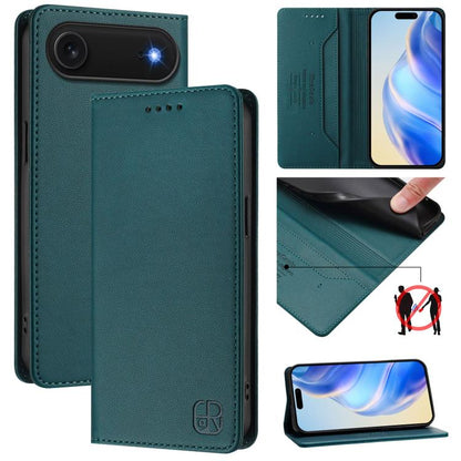 RC01 Dual-Folded Magnetic Suction RFID Leather Phone Case, For iPhone 17, For iPhone Air, For iPhone 16 Pro Max