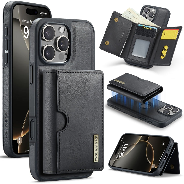 DG.MING M6 Series RFID Tri-fold Card Bag Removable Leather Phone Case, For iPhone Air, For iPhone 16 Pro Max, For iPhone 16 Pro, For iPhone 16 Plus
