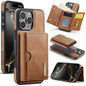 DG.MING M6 Series RFID Tri-fold Card Bag Removable Leather Phone Case, For iPhone Air, For iPhone 16 Pro Max, For iPhone 16 Pro, For iPhone 16 Plus