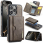 DG.MING M6 Series RFID Tri-fold Card Bag Removable Leather Phone Case, For iPhone Air, For iPhone 16 Pro Max, For iPhone 16 Pro, For iPhone 16 Plus