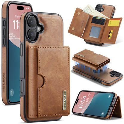 DG.MING M6 Series RFID Tri-fold Card Bag Removable Leather Phone Case, For iPhone Air, For iPhone 16 Pro Max, For iPhone 16 Pro, For iPhone 16 Plus