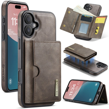 DG.MING M6 Series RFID Tri-fold Card Bag Removable Leather Phone Case, For iPhone Air, For iPhone 16 Pro Max, For iPhone 16 Pro, For iPhone 16 Plus