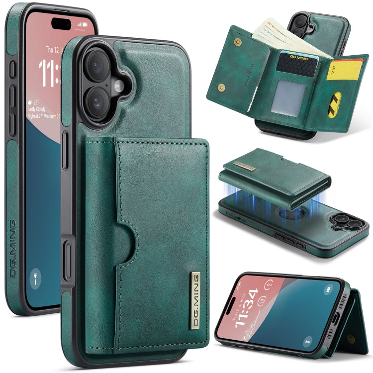 DG.MING M6 Series RFID Tri-fold Card Bag Removable Leather Phone Case, For iPhone 16, For iPhone 15 Pro Max, For iPhone 15 Pro, For iPhone 15 Plus