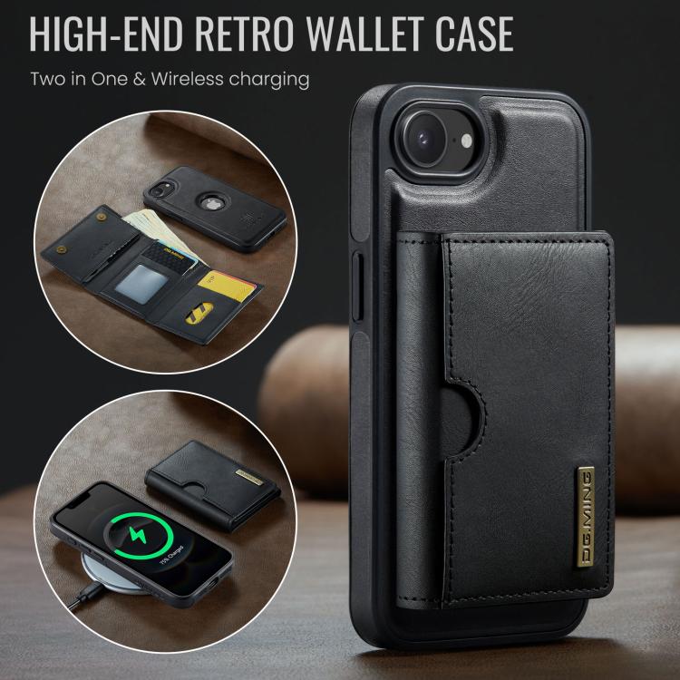 DG.MING M6 Series RFID Tri-fold Card Bag Removable Leather Phone Case