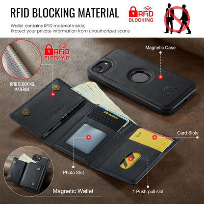 DG.MING M6 Series RFID Tri-fold Card Bag Removable Leather Phone Case