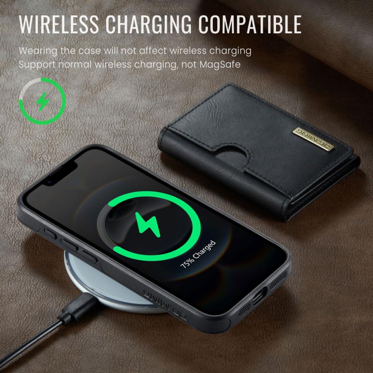 DG.MING M6 Series RFID Tri-fold Card Bag Removable Leather Phone Case