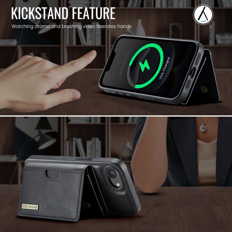 DG.MING M6 Series RFID Tri-fold Card Bag Removable Leather Phone Case