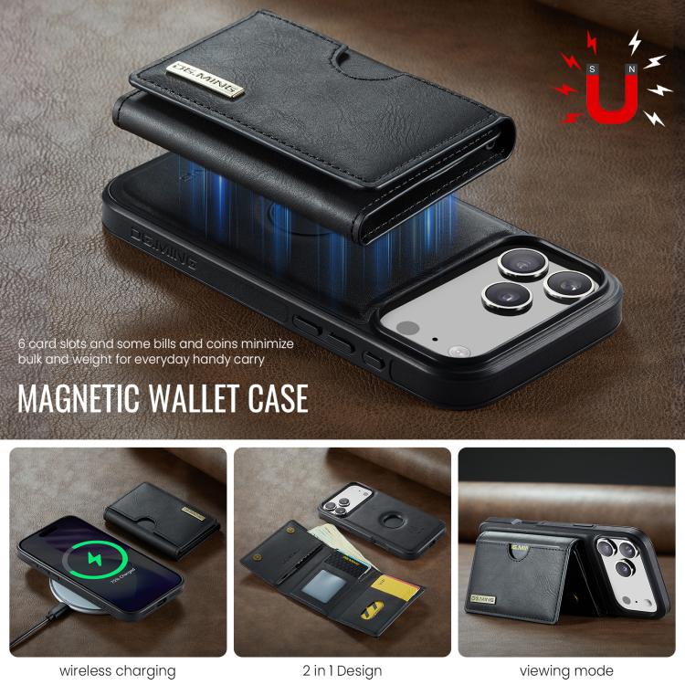 DG.MING M6 Series RFID Tri-fold Card Bag Removable Leather Phone Case