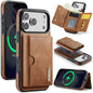 DG.MING M6 Series RFID Tri-fold Card Bag Removable Leather Phone Case, For iPhone 17e / 16e, For iPhone 17 Pro Max, For iPhone 17 Pro, For iPhone 17