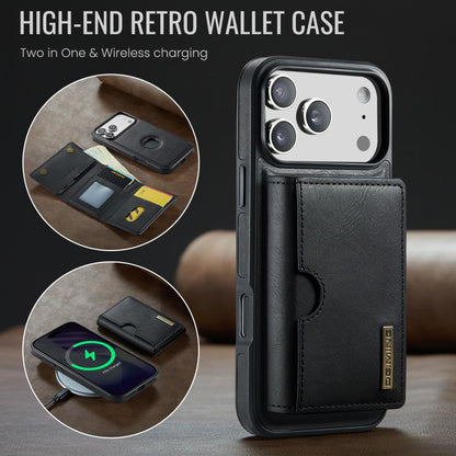 DG.MING M6 Series RFID Tri-fold Card Bag Removable Leather Phone Case, For iPhone 18 Pro / 17 Pro, For iPhone 18 Pro Max / 17 Pro Max, For iPhone 17e / 16e, For iPhone 17