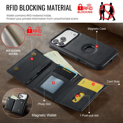 DG.MING M6 Series RFID Tri-fold Card Bag Removable Leather Phone Case, For iPhone 18 Pro / 17 Pro, For iPhone 18 Pro Max / 17 Pro Max, For iPhone 17e / 16e, For iPhone 17