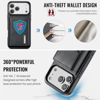 DG.MING M6 Series RFID Tri-fold Card Bag Removable Leather Phone Case, For iPhone 18 Pro / 17 Pro, For iPhone 18 Pro Max / 17 Pro Max, For iPhone 17e / 16e, For iPhone 17