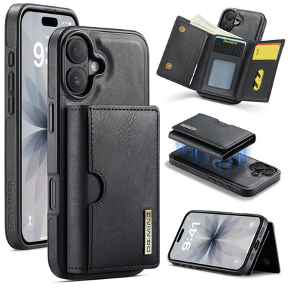 DG.MING M6 Series RFID Tri-fold Card Bag Removable Leather Phone Case, For iPhone 17e / 16e, For iPhone 17 Pro Max, For iPhone 17 Pro, For iPhone 17