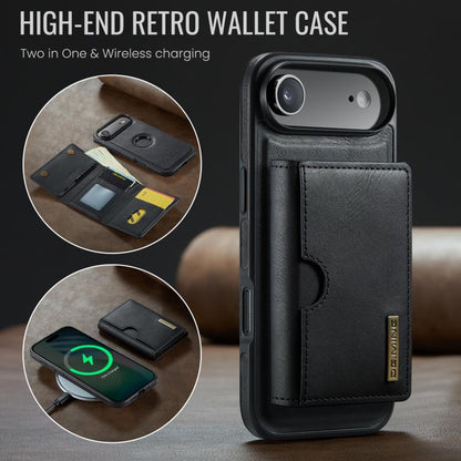 DG.MING M6 Series RFID Tri-fold Card Bag Removable Leather Phone Case, For iPhone Air, For iPhone 16 Pro Max, For iPhone 16 Pro, For iPhone 16 Plus