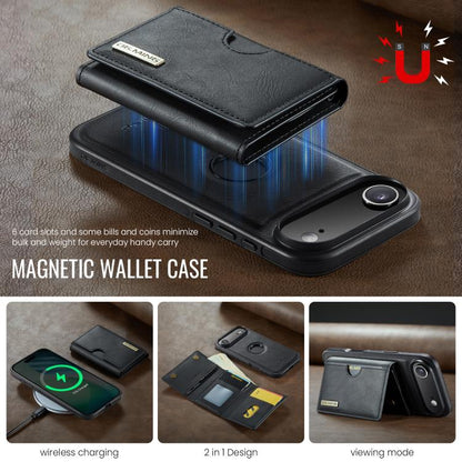 DG.MING M6 Series RFID Tri-fold Card Bag Removable Leather Phone Case, For iPhone Air, For iPhone 16 Pro Max, For iPhone 16 Pro, For iPhone 16 Plus