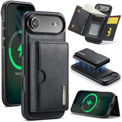 DG.MING M6 Series RFID Tri-fold Card Bag Removable Leather Phone Case, For iPhone Air, For iPhone 16 Pro Max, For iPhone 16 Pro, For iPhone 16 Plus