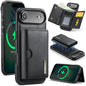 DG.MING M6 Series RFID Tri-fold Card Bag Removable Leather Phone Case, For iPhone Air, For iPhone 16 Pro Max, For iPhone 16 Pro, For iPhone 16 Plus