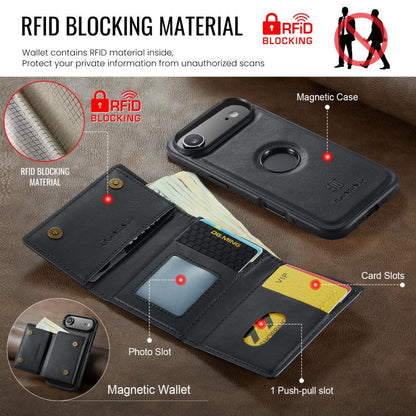DG.MING M6 Series RFID Tri-fold Card Bag Removable Leather Phone Case, For iPhone Air, For iPhone 16 Pro Max, For iPhone 16 Pro, For iPhone 16 Plus