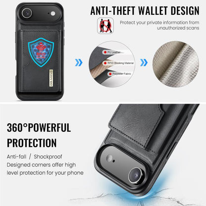 DG.MING M6 Series RFID Tri-fold Card Bag Removable Leather Phone Case, For iPhone Air, For iPhone 16 Pro Max, For iPhone 16 Pro, For iPhone 16 Plus