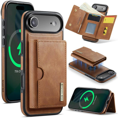 DG.MING M6 Series RFID Tri-fold Card Bag Removable Leather Phone Case, For iPhone Air, For iPhone 16 Pro Max, For iPhone 16 Pro, For iPhone 16 Plus