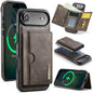 DG.MING M6 Series RFID Tri-fold Card Bag Removable Leather Phone Case, For iPhone Air, For iPhone 16 Pro Max, For iPhone 16 Pro, For iPhone 16 Plus