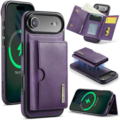 DG.MING M6 Series RFID Tri-fold Card Bag Removable Leather Phone Case, For iPhone Air, For iPhone 16 Pro Max, For iPhone 16 Pro, For iPhone 16 Plus
