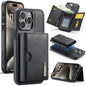 DG.MING M6 Series RFID Tri-fold Card Bag Removable Leather Phone Case, For iPhone 16, For iPhone 15 Pro Max, For iPhone 15 Pro, For iPhone 15 Plus