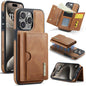 DG.MING M6 Series RFID Tri-fold Card Bag Removable Leather Phone Case, For iPhone 16, For iPhone 15 Pro Max, For iPhone 15 Pro, For iPhone 15 Plus