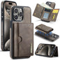 DG.MING M6 Series RFID Tri-fold Card Bag Removable Leather Phone Case, For iPhone 16, For iPhone 15 Pro Max, For iPhone 15 Pro, For iPhone 15 Plus