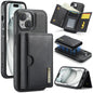 DG.MING M6 Series RFID Tri-fold Card Bag Removable Leather Phone Case, For iPhone 16, For iPhone 15 Pro Max, For iPhone 15 Pro, For iPhone 15 Plus