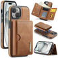 DG.MING M6 Series RFID Tri-fold Card Bag Removable Leather Phone Case, For iPhone 16, For iPhone 15 Pro Max, For iPhone 15 Pro, For iPhone 15 Plus