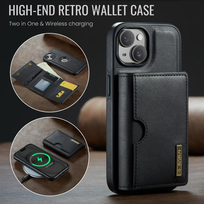 DG.MING M6 Series RFID Tri-fold Card Bag Removable Leather Phone Case, For iPhone 15, For iPhone 14 Plus, For iPhone 14, For iPhone 14 Pro