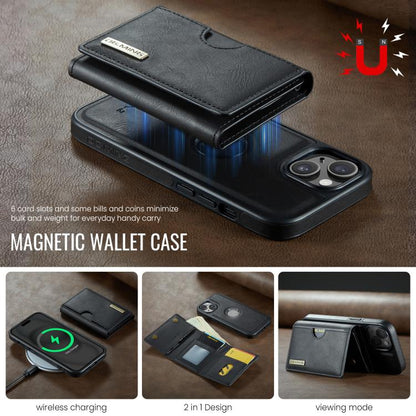 DG.MING M6 Series RFID Tri-fold Card Bag Removable Leather Phone Case, For iPhone 15, For iPhone 14 Plus, For iPhone 14, For iPhone 14 Pro
