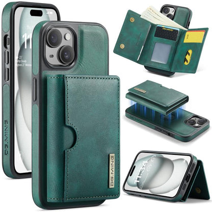 DG.MING M6 Series RFID Tri-fold Card Bag Removable Leather Phone Case, For iPhone 15, For iPhone 14 Plus, For iPhone 14, For iPhone 14 Pro