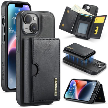 DG.MING M6 Series RFID Tri-fold Card Bag Removable Leather Phone Case, For iPhone 15, For iPhone 14 Plus, For iPhone 14, For iPhone 14 Pro