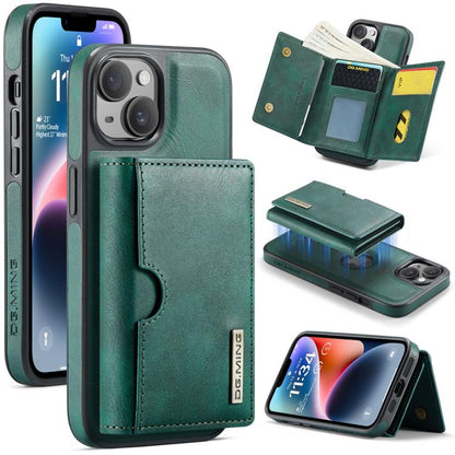 DG.MING M6 Series RFID Tri-fold Card Bag Removable Leather Phone Case, For iPhone 15, For iPhone 14 Plus, For iPhone 14, For iPhone 14 Pro