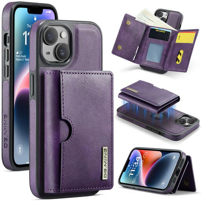 DG.MING M6 Series RFID Tri-fold Card Bag Removable Leather Phone Case, For iPhone 15, For iPhone 14 Plus, For iPhone 14, For iPhone 14 Pro