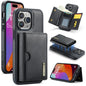 DG.MING M6 Series RFID Tri-fold Card Bag Removable Leather Phone Case, For iPhone 15, For iPhone 14 Plus, For iPhone 14, For iPhone 14 Pro
